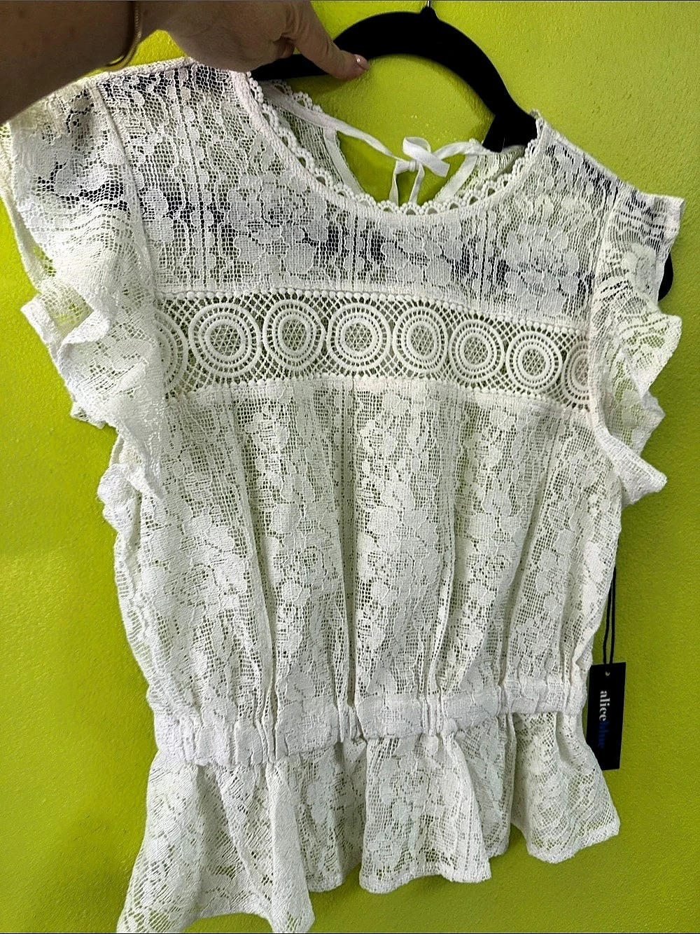 Alice Blue Lace Ruffle Blouse in White NWT-small